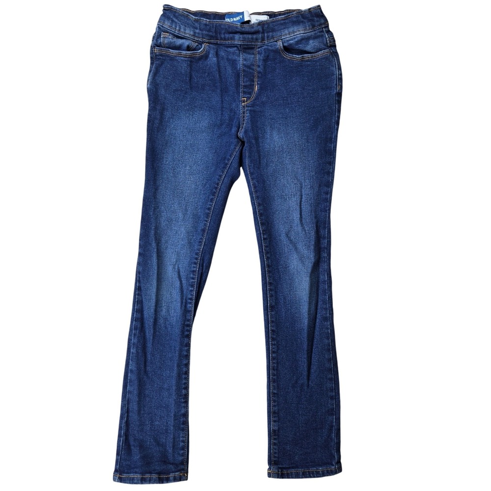 Old Navy Girls Skinny Built-In Tough Pull On Jeans Dark Wash Blue Size L 10-12